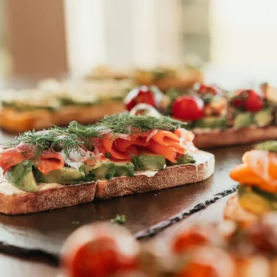 Smoked salmon and avocado toast with fresh herbs served at Bistro 1969